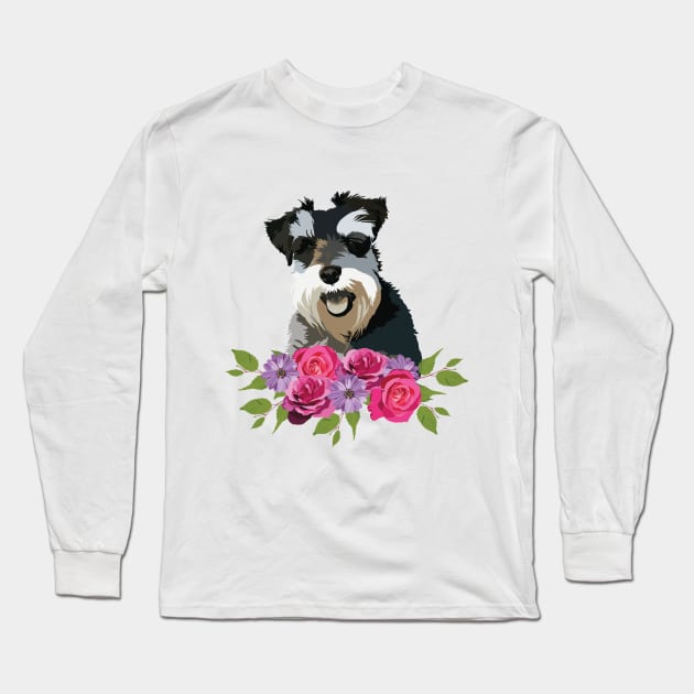 Schnauzer Long Sleeve T-Shirt by Holly Rose Art